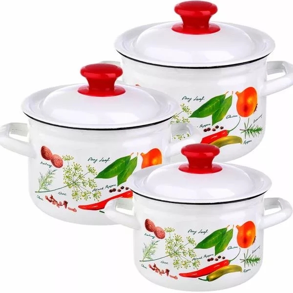 кастр. эмалированная посуда в таразе. набор мини кастрюль для запекания gusto. (2 л, 3л, 4л) весенний сад 1/1. набор кастрюль барыня.