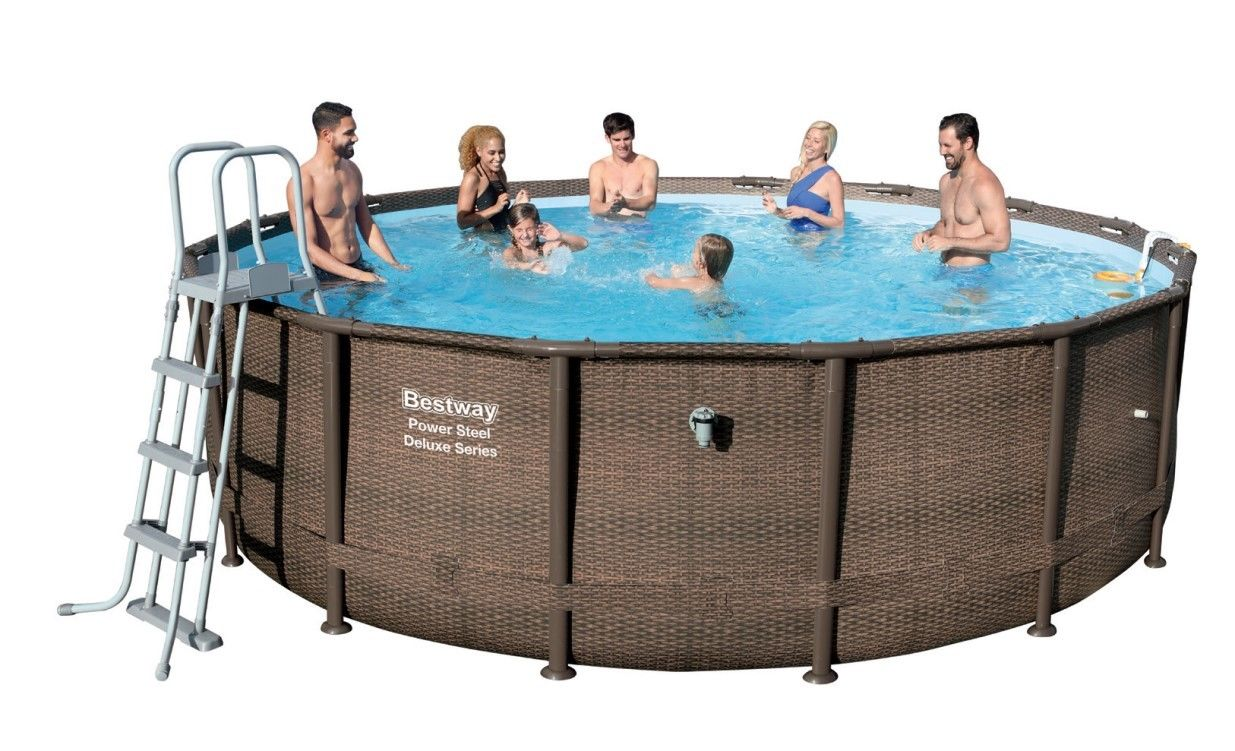 Сказка steel deluxe. Каркасный бассейн Бествей ротанг. Бассейн Бествей 4.88. Передвижной бассейн. Бассейны в Караганде