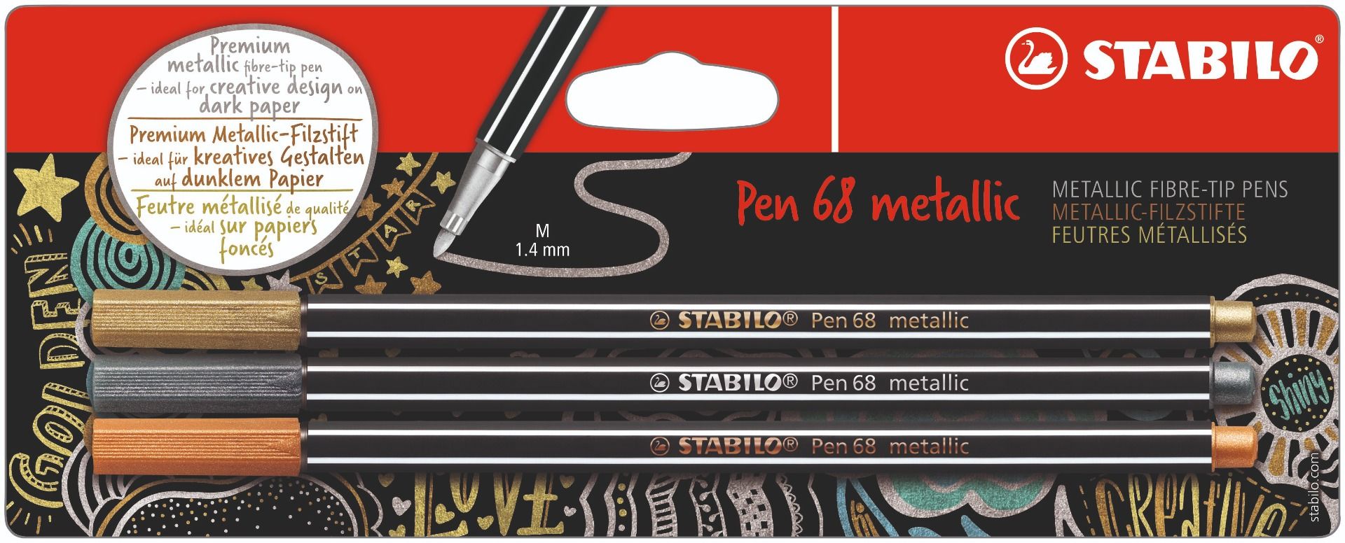Фломастеры , STABILO Pen 68 metallic B-53046-10 3 цвета , купить, кредит, K...